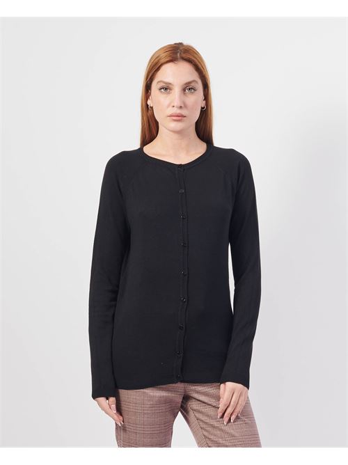 Cardigan MDM avec boutons en viscose mélangée MADEMOISELLE DU MONDE | F74-5058NERO